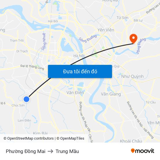 Phường Đồng Mai to Trung Mầu map