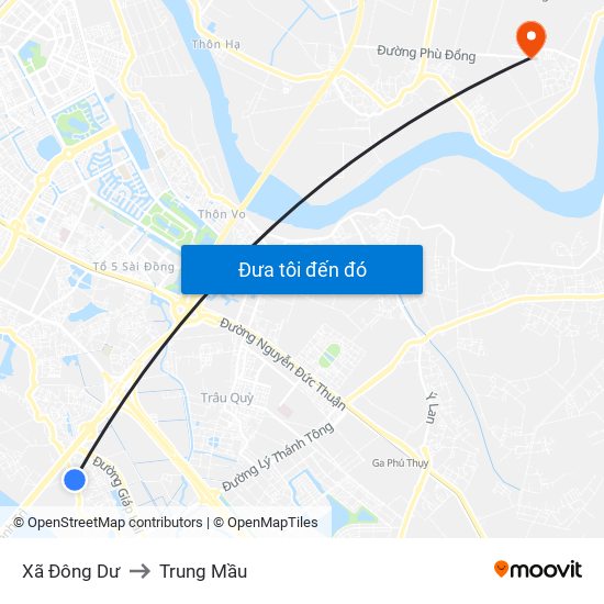 Xã Đông Dư to Trung Mầu map