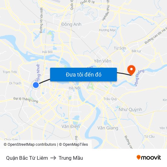 Quận Bắc Từ Liêm to Trung Mầu map