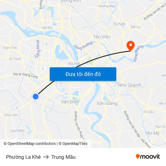 Phường La Khê to Trung Mầu map