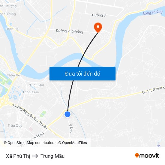 Xã Phú Thị to Trung Mầu map