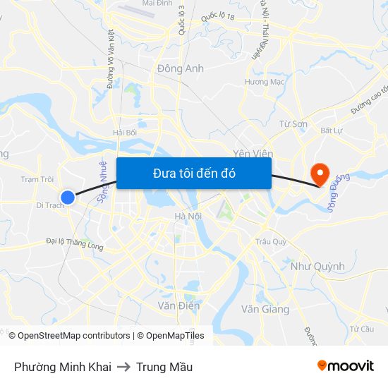 Phường Minh Khai to Trung Mầu map