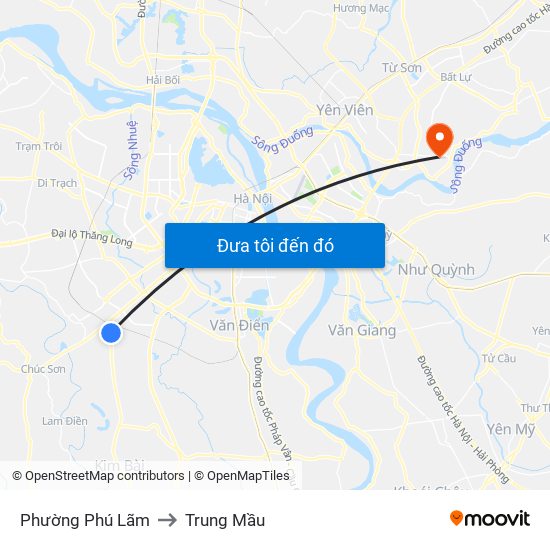 Phường Phú Lãm to Trung Mầu map