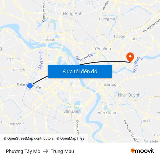 Phường Tây Mỗ to Trung Mầu map