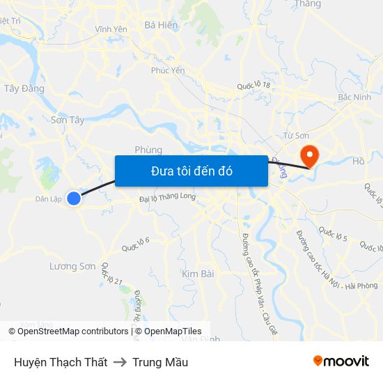 Huyện Thạch Thất to Trung Mầu map