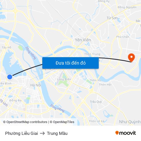 Phường Liễu Giai to Trung Mầu map