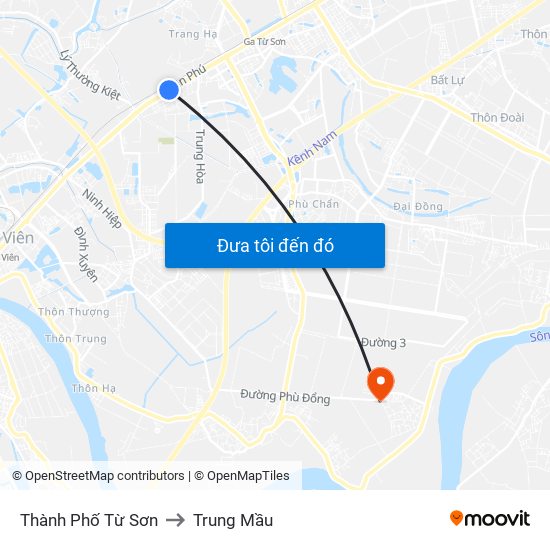 Thành Phố Từ Sơn to Trung Mầu map