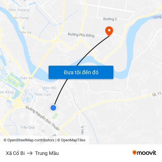 Xã Cổ Bi to Trung Mầu map