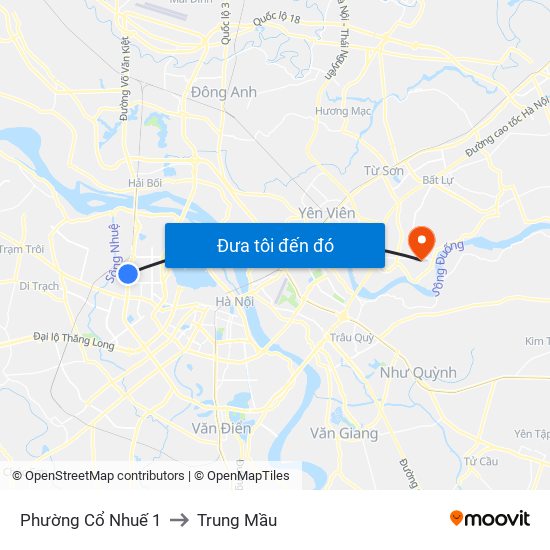 Phường Cổ Nhuế 1 to Trung Mầu map