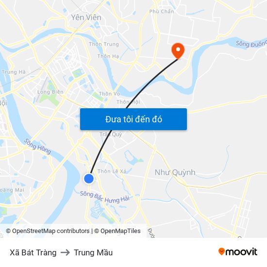 Xã Bát Tràng to Trung Mầu map