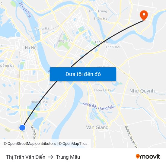 Thị Trấn Văn Điển to Trung Mầu map