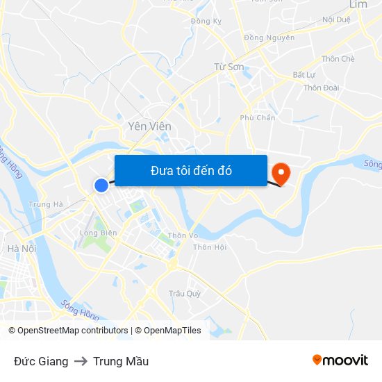 Đức Giang to Trung Mầu map