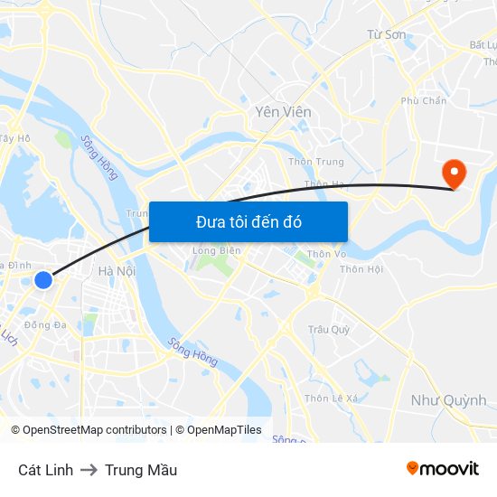 Cát Linh to Trung Mầu map