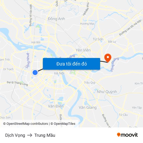 Dịch Vọng to Trung Mầu map