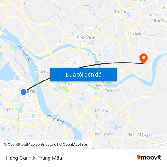 Hàng Gai to Trung Mầu map
