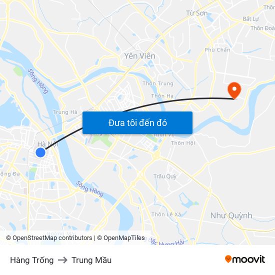Hàng Trống to Trung Mầu map