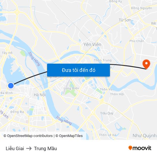 Liễu Giai to Trung Mầu map