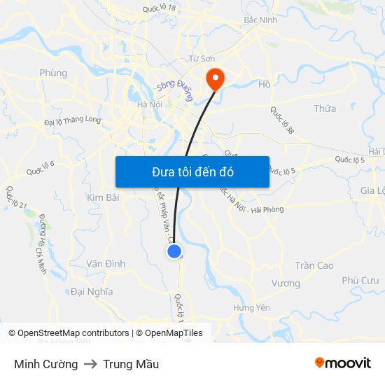 Minh Cường to Trung Mầu map