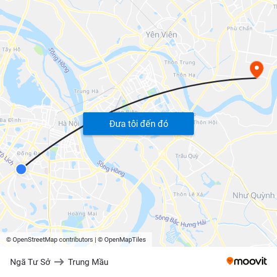 Ngã Tư Sở to Trung Mầu map