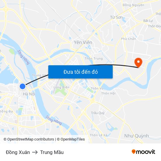 Đồng Xuân to Trung Mầu map