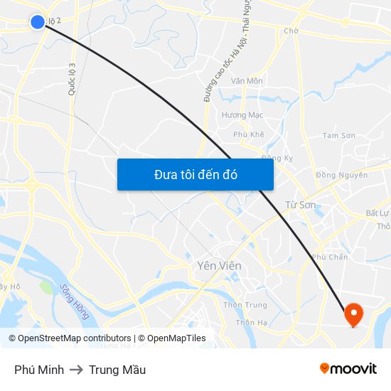 Phú Minh to Trung Mầu map