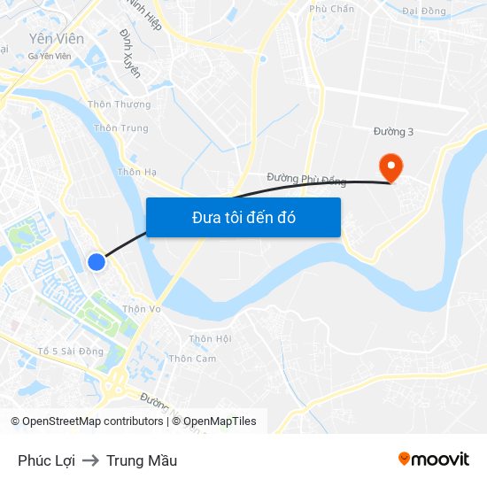 Phúc Lợi to Trung Mầu map