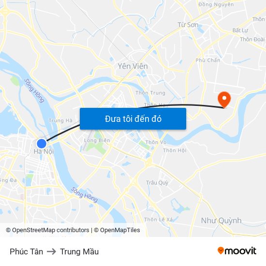 Phúc Tân to Trung Mầu map