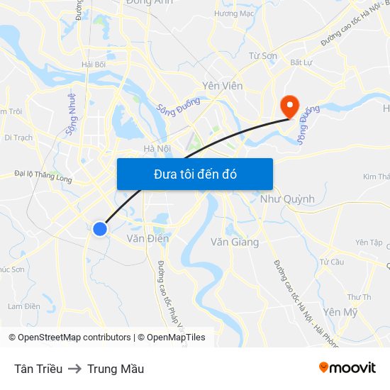 Tân Triều to Trung Mầu map