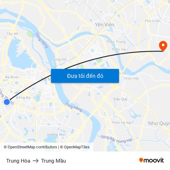 Trung Hòa to Trung Mầu map