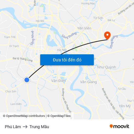 Phú Lãm to Trung Mầu map