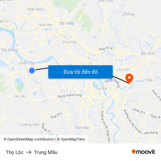 Thọ Lộc to Trung Mầu map