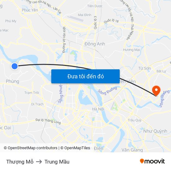 Thượng Mỗ to Trung Mầu map