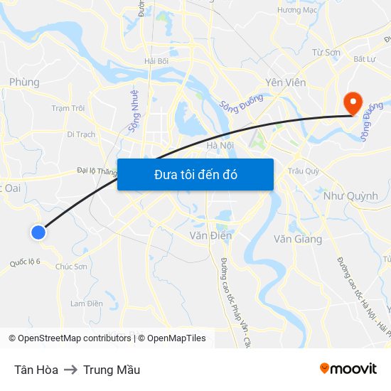 Tân Hòa to Trung Mầu map