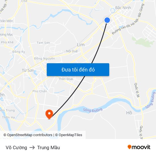 Võ Cường to Trung Mầu map