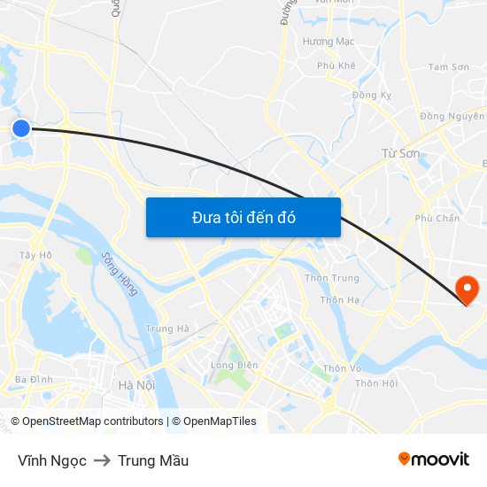 Vĩnh Ngọc to Trung Mầu map