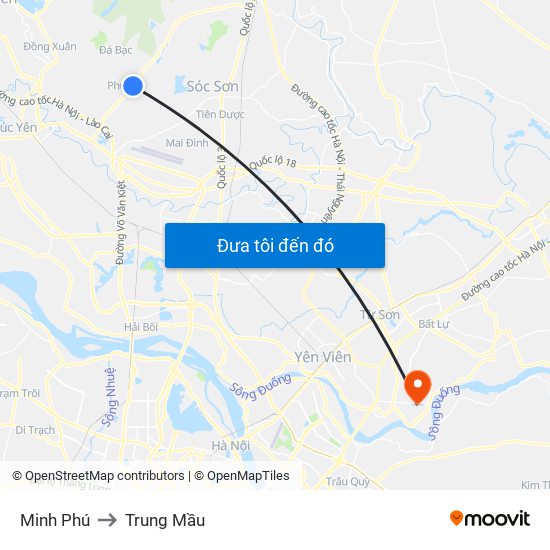 Minh Phú to Trung Mầu map