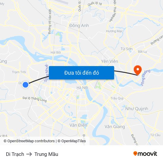 Di Trạch to Trung Mầu map