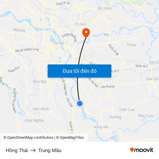 Hồng Thái to Trung Mầu map