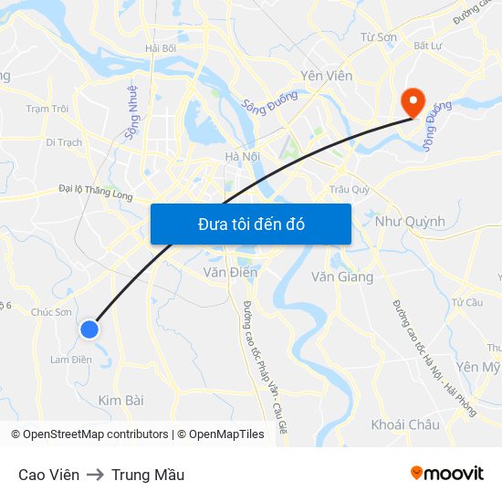 Cao Viên to Trung Mầu map