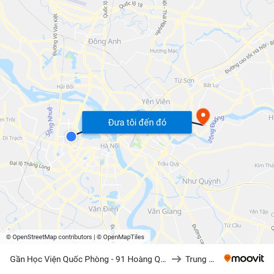 Gần Học Viện Quốc Phòng - 91 Hoàng Quốc Việt to Trung Mầu map