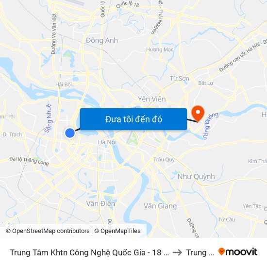 Trung Tâm Khtn Công Nghệ Quốc Gia - 18 Hoàng Quốc Việt to Trung Mầu map