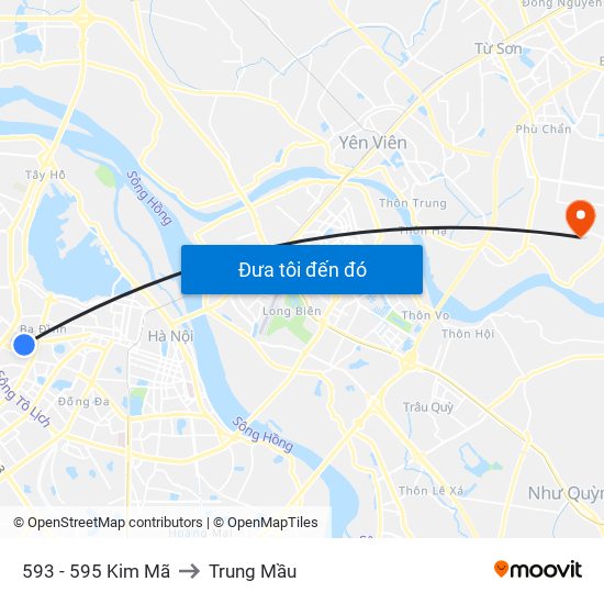 593 - 595 Kim Mã to Trung Mầu map
