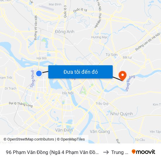 96 Phạm Văn Đồng (Ngã 4 Phạm Văn Đồng - Xuân Đỉnh) to Trung Mầu map