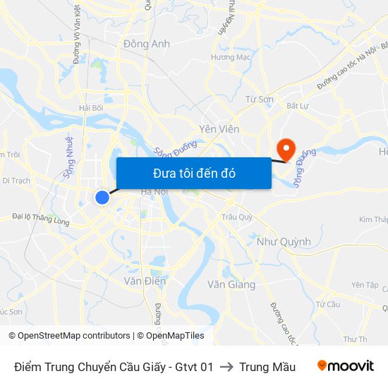 Điểm Trung Chuyển Cầu Giấy - Gtvt 01 to Trung Mầu map