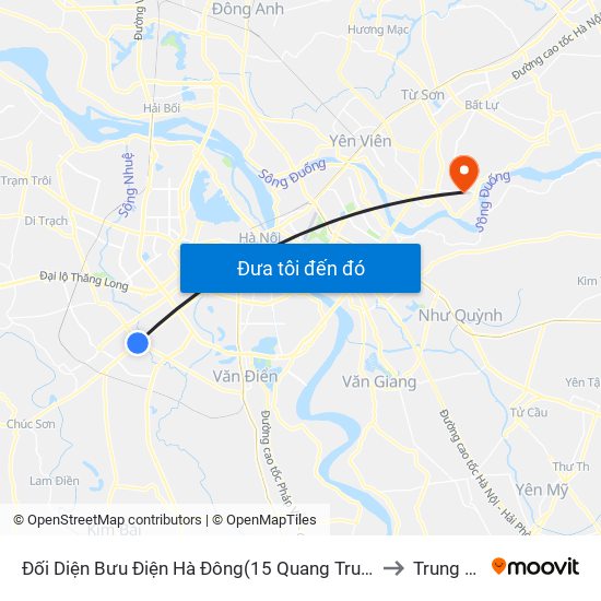 Đối Diện Bưu Điện Hà Đông(15 Quang Trung Hà Đông) to Trung Mầu map