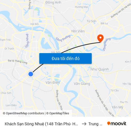 Khách Sạn Sông Nhuệ (148 Trần Phú- Hà Đông) to Trung Mầu map