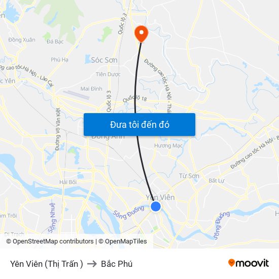 Yên Viên (Thị Trấn ) to Bắc Phú map