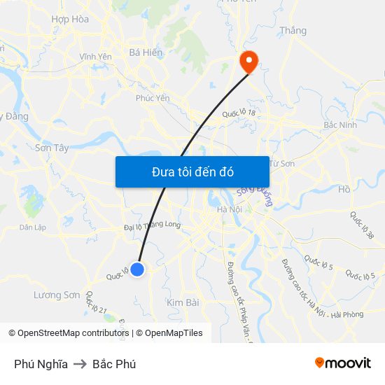 Phú Nghĩa to Bắc Phú map
