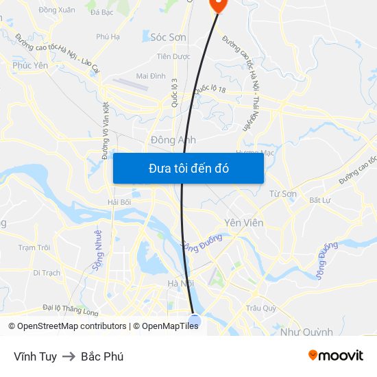 Vĩnh Tuy to Bắc Phú map