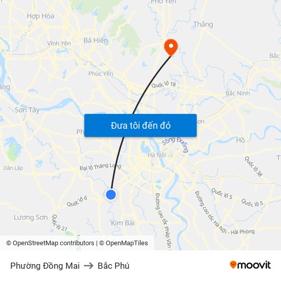 Phường Đồng Mai to Bắc Phú map